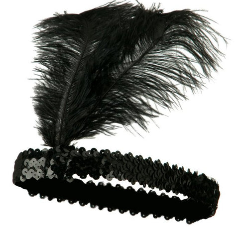 Black Sequin Flapper Headband
